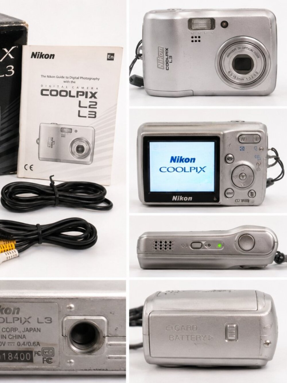 Nikon COOLPIX L3 5.1MP Digital Camera Bundle w/ Box Manual Cables Tested